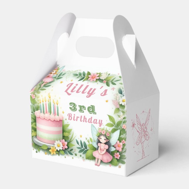 Green Pastel Fairy  Birthday - Favor Box (Front Side)