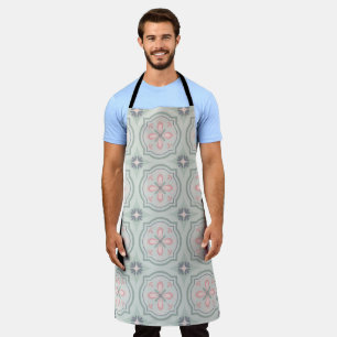 Green Pastel Floral Tiles Apron