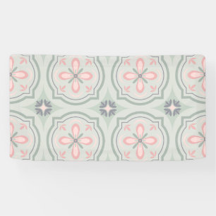 Green Pastel Floral Tiles Banner