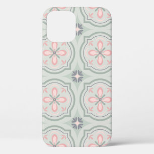 Green Pastel Floral Tiles iPhone 12 Case