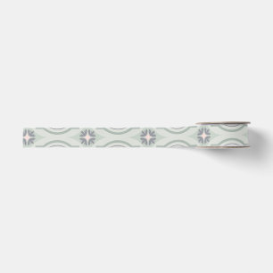 Green Pastel Floral Tiles Grosgrain Ribbon