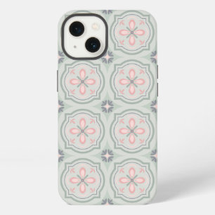 Green Pastel Floral Tiles iPhone 13 Case