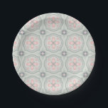 Green Pastel Floral Tiles Paper Plate<br><div class="desc">cool floral shapes pattern</div>