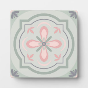 Green Pastel Floral Tiles Plaque
