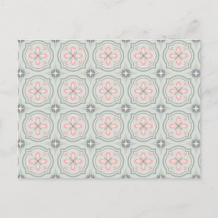 Green Pastel Floral Tiles Postcard