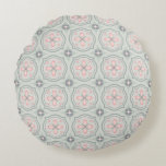 Green Pastel Floral Tiles Round Pillow<br><div class="desc">cool floral shapes pattern</div>