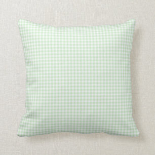 Green Pastel Gingham Check Throw Pillow