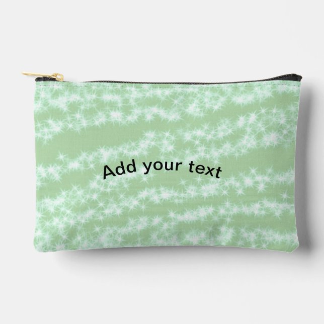 Green pastel glitter sparkle name text boho retro  accessory pouch (Front)