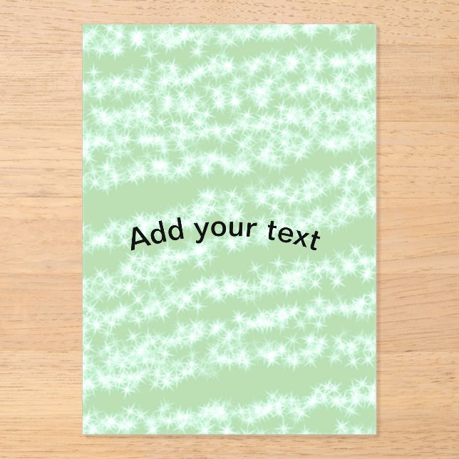Green pastel glitter sparkle name text boho retro  acrylic invitations (Front)