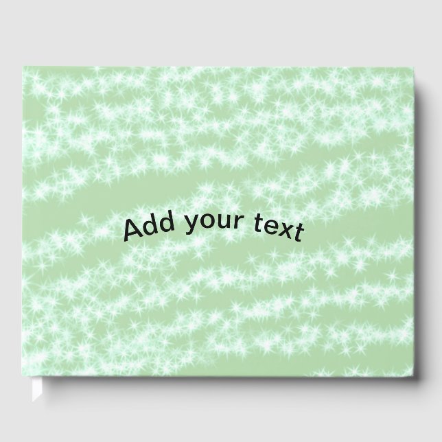 Green pastel glitter sparkle name text boho retro  guest book (Front)