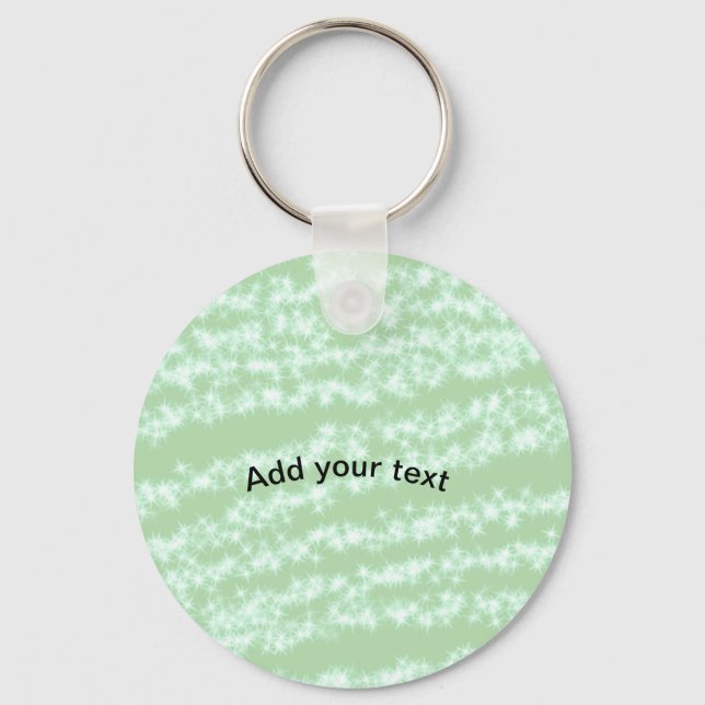 Green pastel glitter sparkle name text boho retro  keychain (Front)