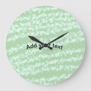 Green pastel glitter sparkle name text boho retro large clock
