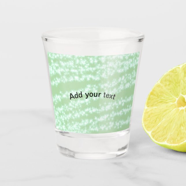 Green pastel glitter sparkle name text boho retro  shot glass (Front)