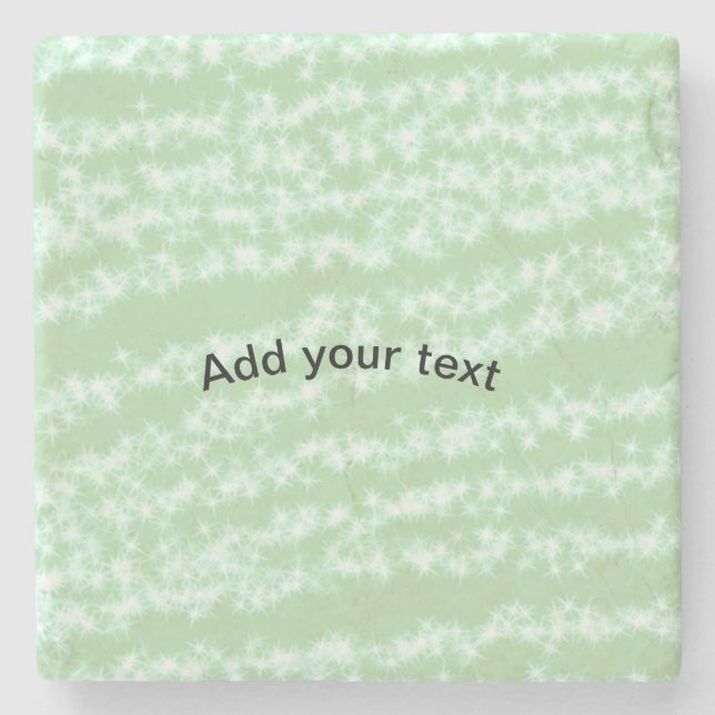 Green pastel glitter sparkle name text boho retro  stone coaster (Front)