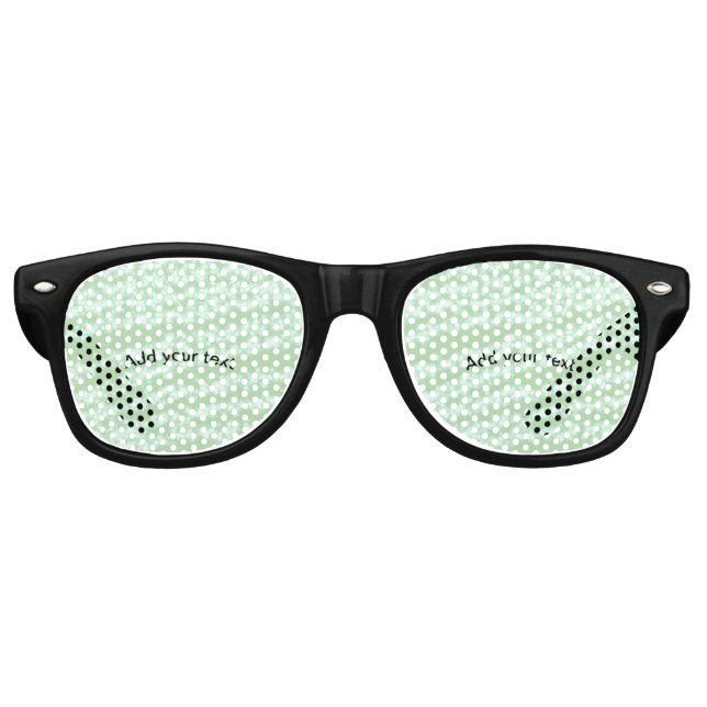 Green pastel glitter sparkle name text boho retro  sunglasses (Front)