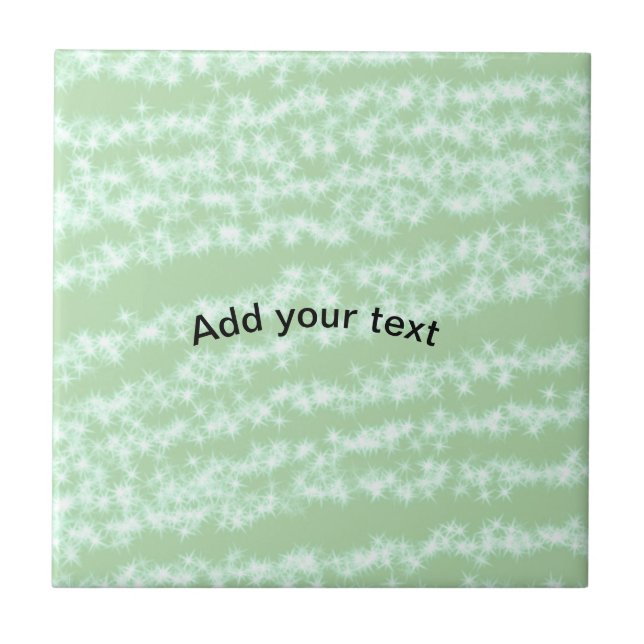 Green pastel glitter sparkle name text boho retro  tile (Front)