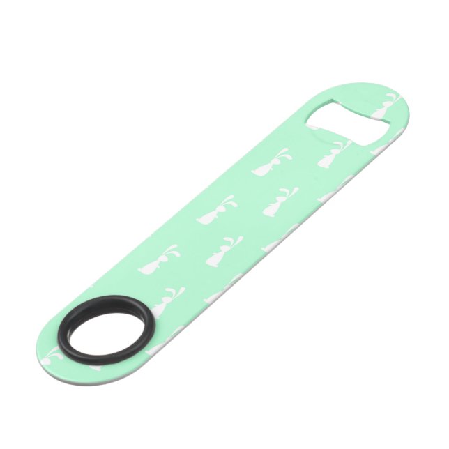 Green Pastel White Rabbit Ears Cute Easter Spring Bar Key (Front Angled)
