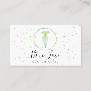 Green Pastry Bag Cake Baker Patisserie Chef Business Card