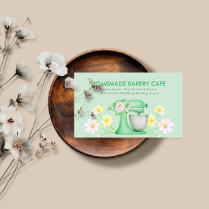 Green Pastry Cake Bakery Floral Business Card