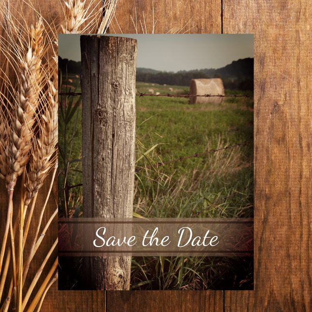 Green Pastures Country Ranch Wedding Save the Date Announcement Postcard (Creator Uploaded)