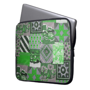 Green Patchwork Laptop Sleeve
