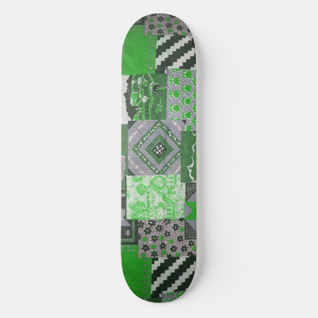 Green Patchwork Skateboard Deck (Front)