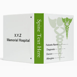 green patient's medical record book binder