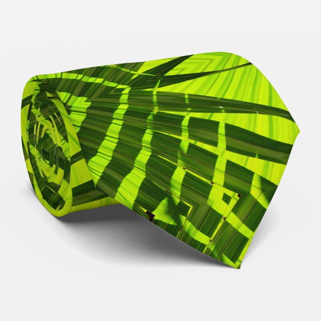 Green Pattern Abstract Foliage Contemporary Tie (Rolled)