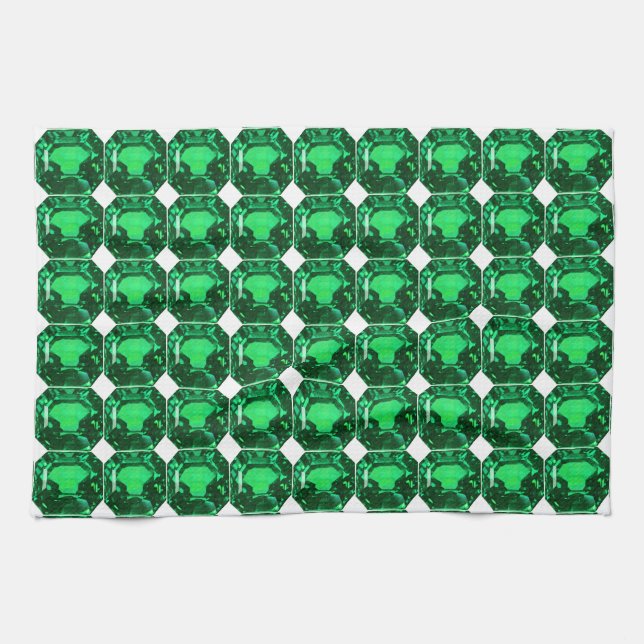 Green Pattern Emerald Kitchen Towel (Horizontal)