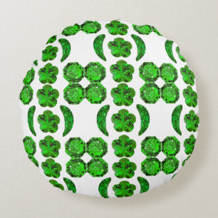 Green Pattern Emerald Round Pillow