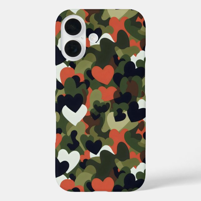 Green Pattern Heart Camouflage Case-Mate iPhone Case (Back)