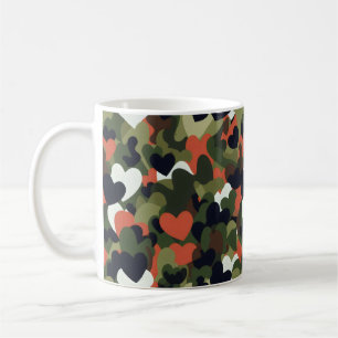 Green Pattern Heart Camouflage Coffee Mug