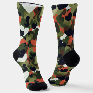 Green Pattern Heart Camouflage Socks