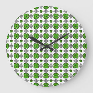 Green Pattern Large Clock