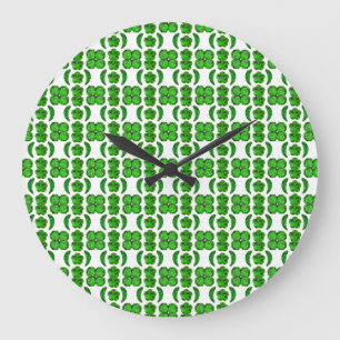 Green Pattern Large Clock