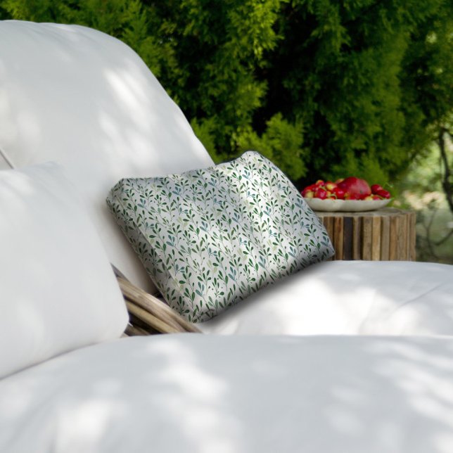 Green pattern leaves lumbar pillow (Creator Uploaded)