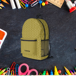 Green Pattern Modern Monogram Printed Backpack