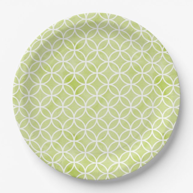 Green Pattern Paper Plate (Front)