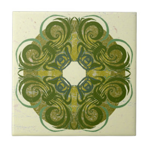 Green Pattern Retro Tiles
