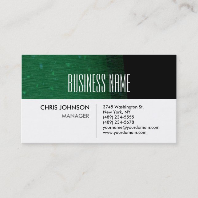 Green Pattern Stripe White Charm Business Card (Front)