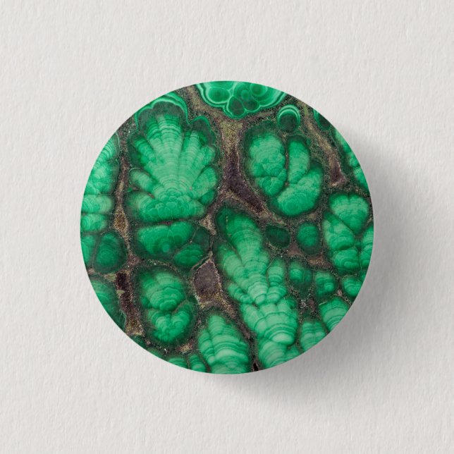 Green Patterned Malachite 1 Inch Round Button (Front)