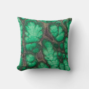 Green Patterned Malachite Throw Pillow