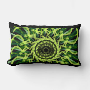 green patternvortexspiraldigital art lumbar pillow