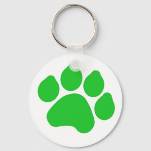 Green Paw Print Keychain