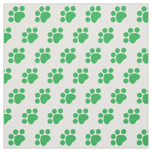 Green Paw Print Pattern Fabric