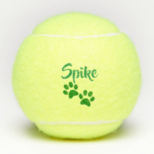 Green Paw Print Personalized Pet or Dog Name Toy Tennis Balls