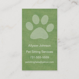 Green Paw Print Pet Sitting Business Cards