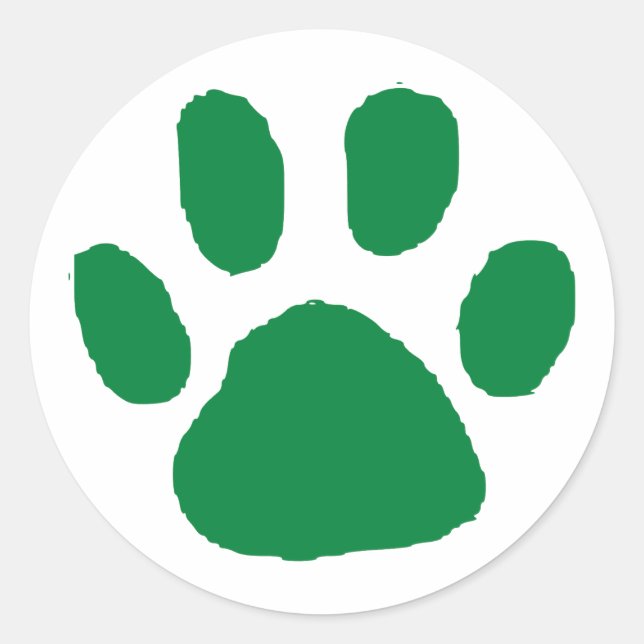 Green Pawprint (Paw Print) Design  Classic Round Sticker (Front)