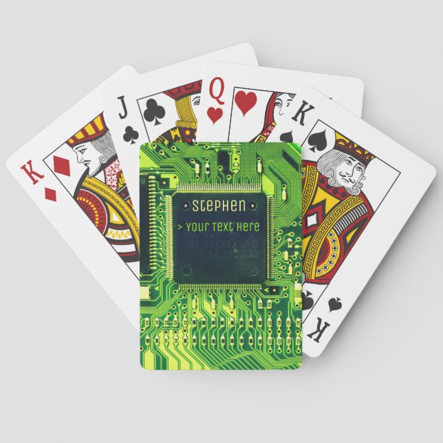 Green PCB board, electronic parts printed circuit Playing Cards (Back)
