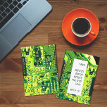 Green PCB board, electronic parts printed circuit Thank You Card<br><div class="desc">Detailed photograph of a pcb board,  perfect for electronic enthusiasts. Printed circuit's main colour: green...  Easter egg : a cute little heart shape in the circuit.</div>